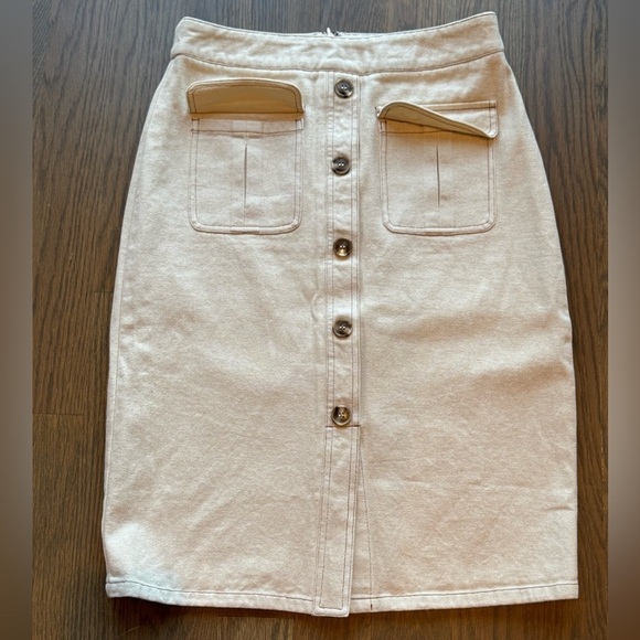 CHRISELLE LIM COLLECTION Marine Midi
Skirt In Bone Button-Front size Large L H - Picture 6 of 7